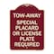 Signmission Tow-Away Special Placard or License Plate Required Heavy-Gauge Aluminum Sign, 24" H, BU-1824-22796 A-DES-BU-1824-22796 - alternate 1